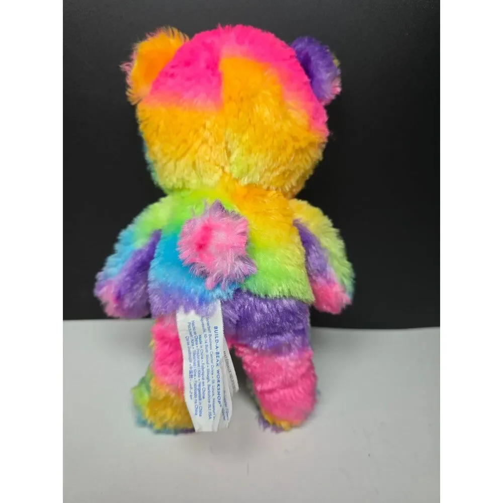 Build-A-Bear Small Fry Mini Rainbow Bear Plush 9” Neon Tie Dye Stuffed Animal